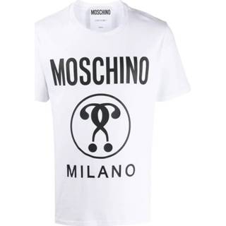 👉 Short sleeve wit mannen Men's t-shirt crew neckline jumper double question mark regular fit Moschino , Heren