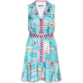 👉 Sleeveless blauw vrouwen silk dress Moschino , Dames