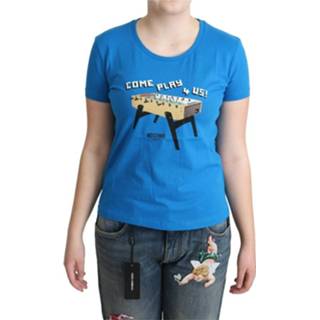 👉 Print T-shirt blauw vrouwen Cotton Come Play 4 Us Moschino , Dames