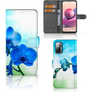 👉 Orchidee blauw Xiaomi Redmi Note 10/10T 5G | Poco M3 Pro Hoesje - Cadeau voor je Moeder 8720632283429