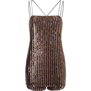 👉 Sleeveless geel vrouwen sequin playsuit Pinko , Dames
