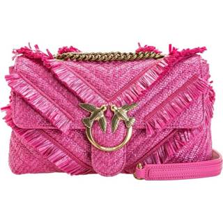 👉 Roze onesize vrouwen Lady Love Puff Fringe Chevron BAG Pinko , Dames 8055209527744