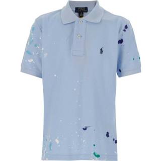 👉 Poloshirt blauw mannen Cotton pique polo shirt Print with paint spots Ralph Lauren , Heren