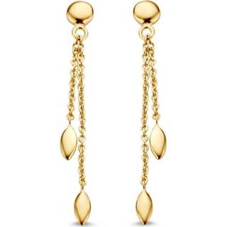👉 Oorsteker gouden active Excellent Jewelry Oorstekers met Bladvormige Hangers
