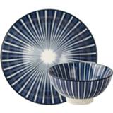 Schaal blauw rond Stripes ø 10cm - Out of the Blue 8712628424374