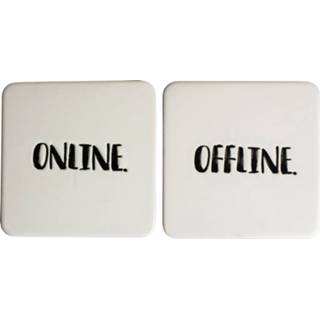 Onderzetter Onderzetters Off/Online 10x10cm - 2-delig 8712628438715