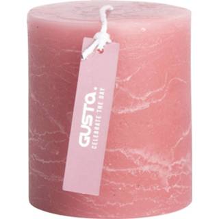 👉 Kaars roze rustiek ø6,8x8cm zacht 8712628306557