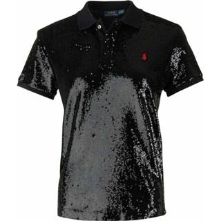 👉 Poloshirt zwart s vrouwen Sequined Polo Shirt Ralph Lauren , Dames
