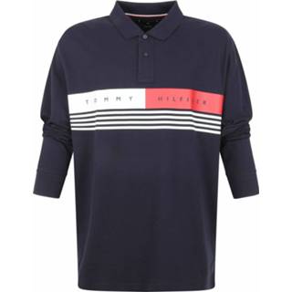 👉 Shirt blauw mannen Big and Tall Long Sleeve Poloshirt Logo Tommy Hilfiger , Heren 8720115670548