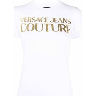 👉 Print T-shirt wit l vrouwen Logo Versace , Dames