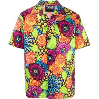 👉 Hemd geel mannen mit Blumen Print Versace , Heren