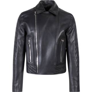 👉 Biker jacket zwart leather mannen Quilted Balmain , Heren