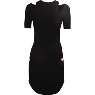 👉 Short sleeve zwart vrouwen Cut out sleeves Dress Balmain , Dames