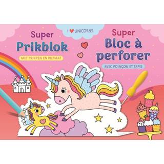 👉 Kleurboek stuks active - super prikblok I love unicorns 9789044762686