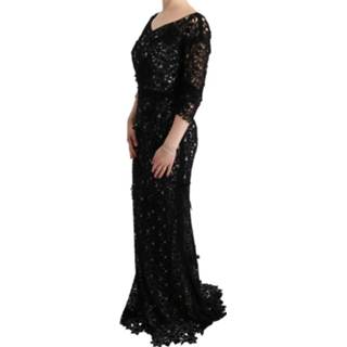 👉 Lange jurk zwart vrouwen Silk Floral Dolce & Gabbana , Dames