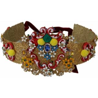 👉 Heupriem geel vrouwen Embellished Floral Crystal Wide Waist Belt Dolce & Gabbana , Dames