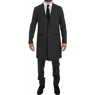 👉 Male grijs Wool 3 Piece Long Suit 9355692024218