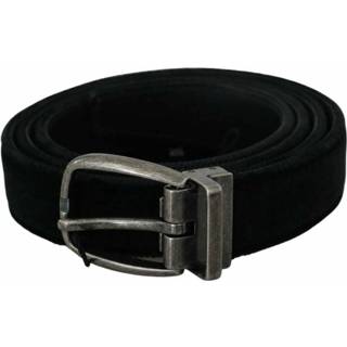 👉 Riem zwart leather zilver mannen Velvet Silver Oval Buckle Belt Dolce & Gabbana , Heren