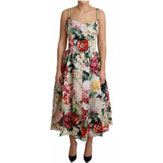 👉 Sleeveless multicolor wit vrouwen DG Silk Floral Print Dress Dolce & Gabbana , Dames 8053286847182