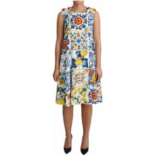 👉 Sleeveless wit vrouwen Majolica Print Dress Dolce & Gabbana , Dames 8054319556880