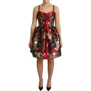 👉 Sleeveless rood vrouwen Floral Jacquard Mini Dress Dolce & Gabbana , Dames 8053286898368