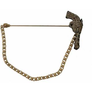 👉 Revolver geel brass onesize vrouwen Lapel Pin Gun Brooch Dolce & Gabbana , Dames