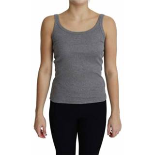 👉 Sleeveless grijs vrouwen Cotton Tank Slim Fit Top Dolce & Gabbana , Dames