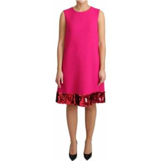 👉 Sleeveless roze vrouwen Wool Sequin Shift Dress Dolce & Gabbana , Dames