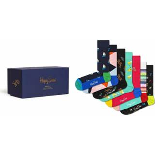 👉 Blauw unisex 7 days giftbox 7P multi II Happy Socks ,