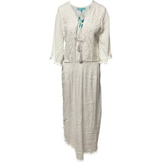 👉 Maxi dres wit m vrouwen Kari Kaftan Dress with Pompoms Melissa Odabash , Dames