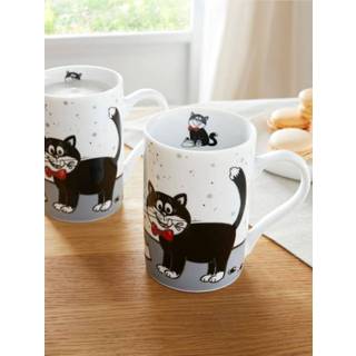 👉 Koffiemok wit porselein unisex Set van 2 koffiemokken Kater Carlo Könitz 4028145102287