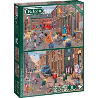 👉 Puzzel legpuzzels Falcon - Playing in the Street (2 x 500 stukjes) 8710126113769