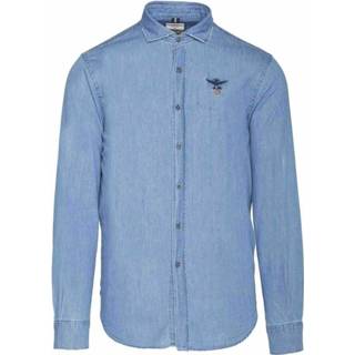 👉 Shirt lange mouw blauw XL mannen Cotton Denim Long Sleeve Aeronautica Militare , Heren