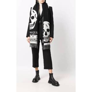 👉 Zwart onesize vrouwen Oversized Skull On Scarf Alexander McQueen , Dames 3665724623620