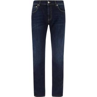 👉 Skinnyjeans blauw mannen Logo-embroidered skinny jeans Alexander McQueen , Heren