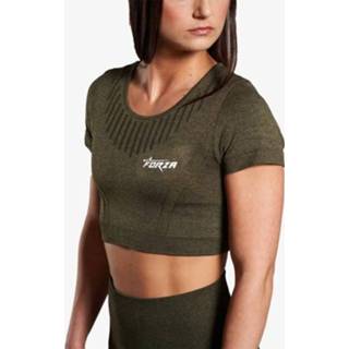 👉 Short sleeve donkergroen leer l vrouwen groen Forza seamless crop top fz770 forest green 5292959024090