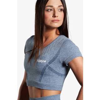 👉 Short sleeve blauw steel leer l vrouwen Forza seamless crop top blue fz770 5292959024069