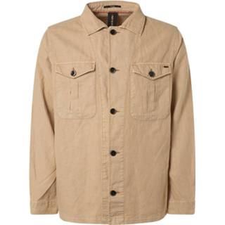 👉 Overshirt linnen l male beige No Excess button closure with linen stone 8720151319418