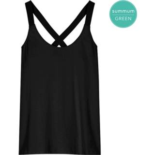 👉 Singlet zwart elastane l vrouwen print Summum 3s4483-30310 990 crossband organic cotton luxury basics black