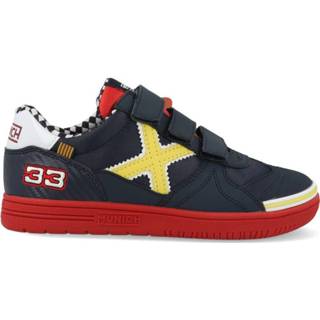 👉 Blauw canvas 26 jeugd Munich G3 Velcro 1514304 / Geel-26 maat