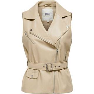 👉 Beige XL vrouwen Biker Waistcoat Only , Dames