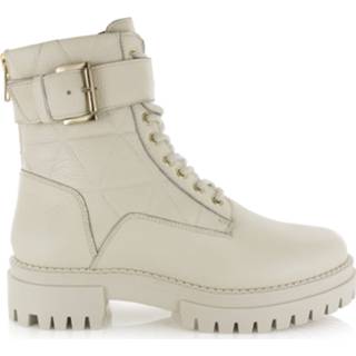 👉 Veterboots leer damesschoenen vrouwen ecru Shoecolate 8.12.08.305 veterboot stamp