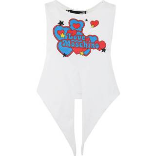 👉 Sleeveless wit vrouwen Heart Star Printed TOP With Knot Love Moschino , Dames