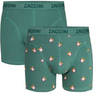 👉 Boxershort l male groen Zaccini 2-pack boxershorts good morning wekker - 8720086218183