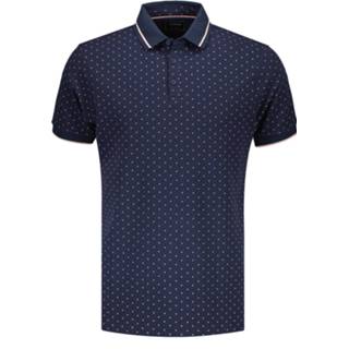 👉 Polo's korte mouw katoen l male blauw Adam est 1916 polo stretch met printje 8720008961197