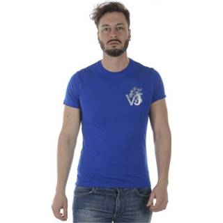 👉 Short sleeve blauw mannen T-shirt Versace Jeans Couture , Heren 8057006483049