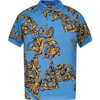 👉 Poloshirt blauw XL mannen Barocco-printed polo shirt Versace Jeans Couture , Heren 8058987980183