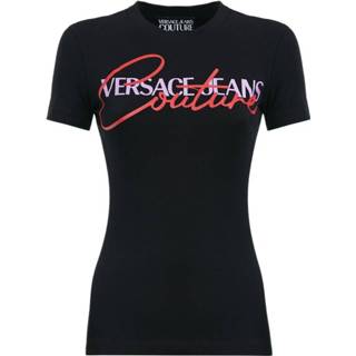 👉 Print T-shirt zwart XL vrouwen Flat Rubberised Versace Jeans Couture , Dames
