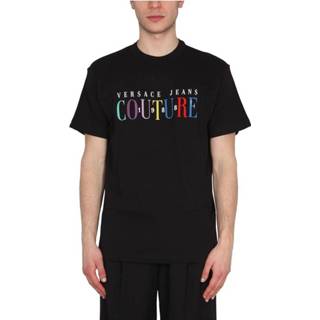 👉 Print T-shirt zwart XL mannen Rainbow Logo Versace Jeans Couture , Heren