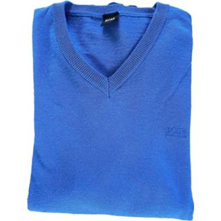 👉 Pullover kobalt materiaalmix XXXL truien male blauw Hugo Boss v-neck